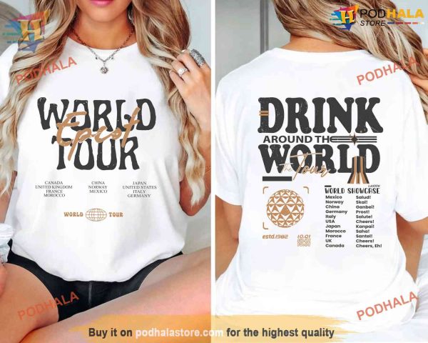 Disney Epcot World Tour Shirt, Drink Around The World Shirt, Disney Gifts For Adults