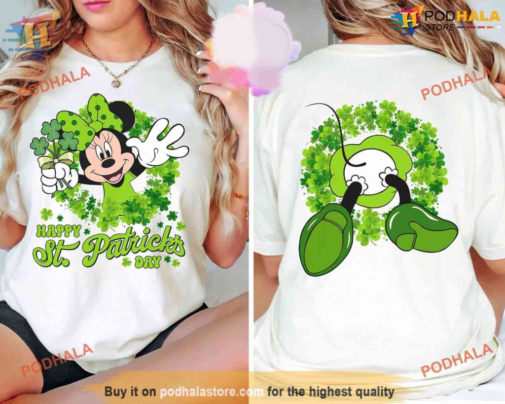 Double-Sided Disney St Patricks Shirt, St Patricks Day Apparel for Disneyland 2024
