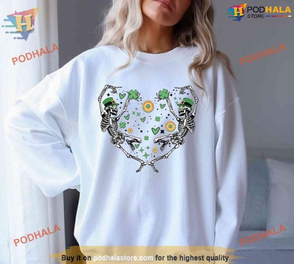 Family Fun St Patricks Day Skeleton Sweatshirt, Unique St Patricks Day Gifts for All Ages