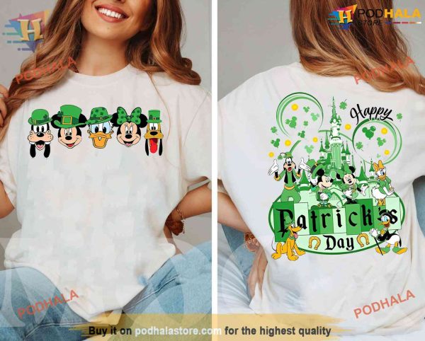 Funny Disney St Patricks Day Family Shirt, St Patricks Day Gifts with Mickey & Friends