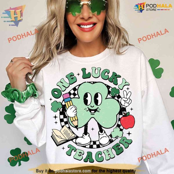 Funny Lucky Teacher Shirt Design, St Patrick’s Day Gifts & Shamrock Theme