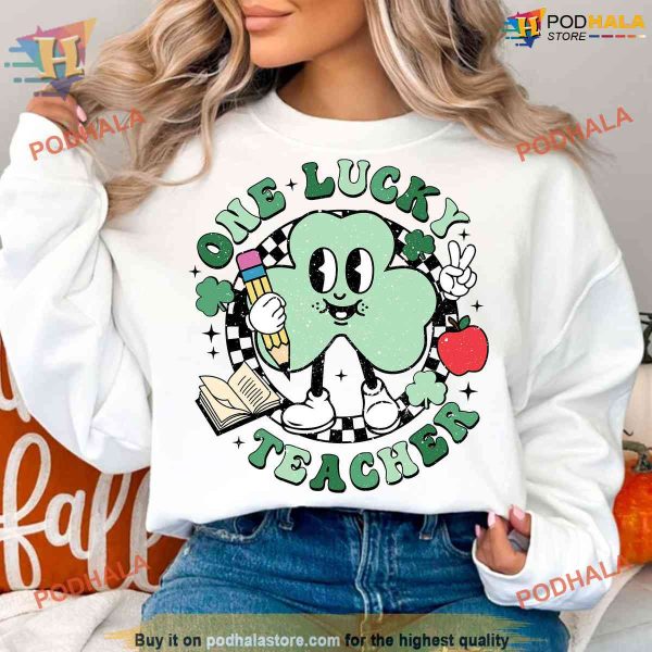 Funny Lucky Teacher Shirt Design, St Patrick’s Day Gifts & Shamrock Theme
