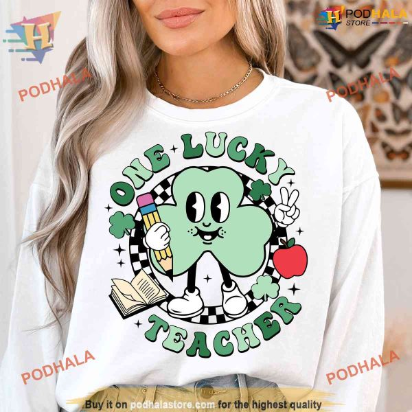Funny Lucky Teacher Shirt Design, St Patrick’s Day Gifts & Shamrock Theme