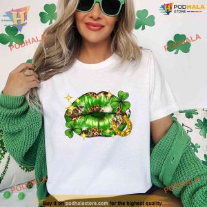 Lucky Lips & Shamrocks Patricks Day Shirt, St Patricks Day Apparel for a Lucky Day