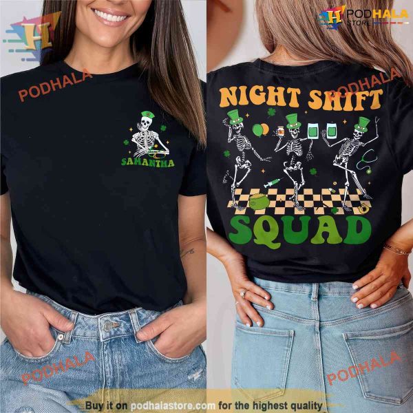 Night Shift Squad St Patricks Day Shirt, Ideal as a St Patricks Day Gift for Nurses