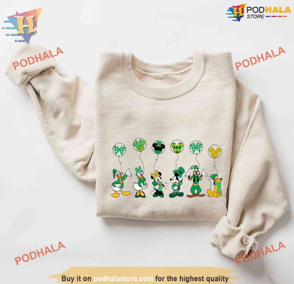 St Paddys Disney Characters Sweatshirt, Disney St Patricks Day Shirt for Group Outfits