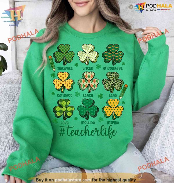 Teach Love Inspire Lucky Tee, St Patrick’s Day Teacher Shirt & Charms Design