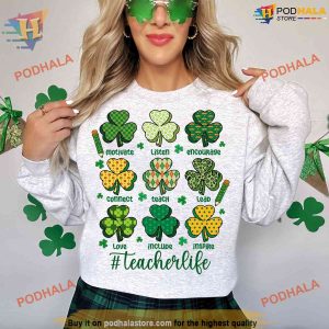 Teach Love Inspire Lucky Tee St Patricks Day Teacher Shirt Charms Design 3