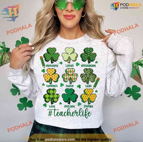 Teach Love Inspire Lucky Tee, St Patrick’s Day Teacher Shirt & Charms Design