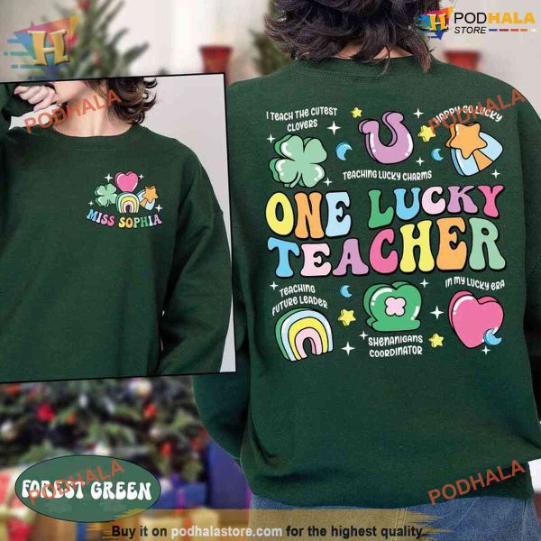 Teacher St Patricks Day Shirt, One Lucky Teacher Personalized Teacher Gift