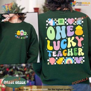 Teacher St Patricks Day Shirt One Lucky Teacher Shamrock Tee Teacher Gift 2