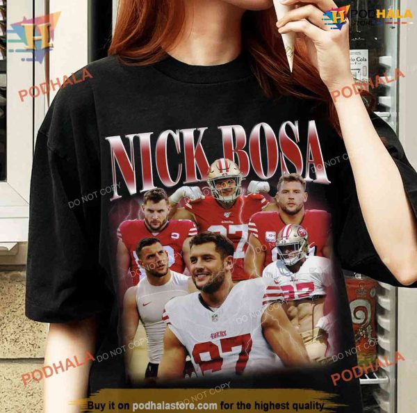 Vintage Bootleg Nick Bosa Shirt, Nick Bosa Classic 90s Graphic Tee For 49ers Fans