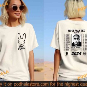 2024 Most Wanted Tour Bad Bunny Shirt, Unique Front and Back Design