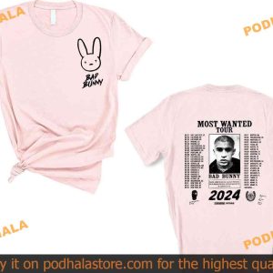 2024 Most Wanted Tour Bad Bunny Shirt Unique Front and Back Design 2