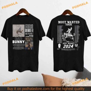 2024 Most Wanted Tour Concert Graphic Tee, Bad Bunny Shirt