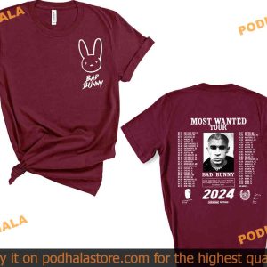 2024 Most Wanted Tour Dual Design Bad Bunny Concert Shirt 2