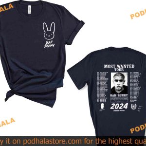 2024 Most Wanted Tour Dual Design Bad Bunny Concert Shirt 3