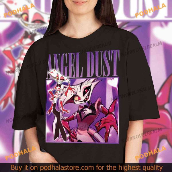 Angel Dust and Helluva Boss Hazbin Hotel Shirt, Cartoon and Birthday Fan Merch