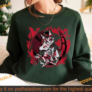 Angel Dust x Hust Hazbin Hotel Shirt Shark Robot and Helluva Boss Sweatshirt 2