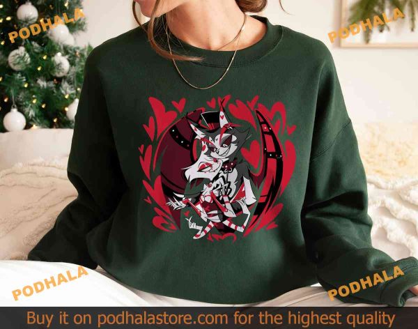 Angel Dust x Hust Hazbin Hotel Shirt, Shark Robot and Helluva Boss Sweatshirt