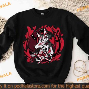 Angel Dust x Hust Hazbin Hotel Shirt Shark Robot and Helluva Boss Sweatshirt 3