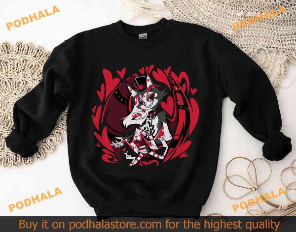 Angel Dust x Hust Hazbin Hotel Shirt, Shark Robot and Helluva Boss Sweatshirt
