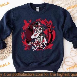 Angel Dust x Hust Hazbin Hotel Shirt Shark Robot and Helluva Boss Sweatshirt 4