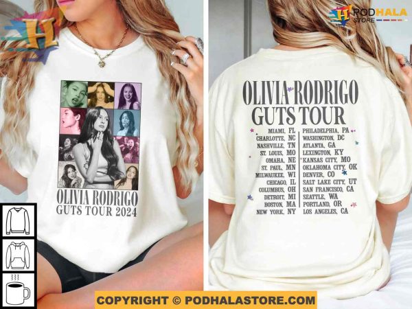 Olivia Rodrigo Guts Tour 2024 2 Sided Shirt, The Guts World Tour 2024 Gift For Fans