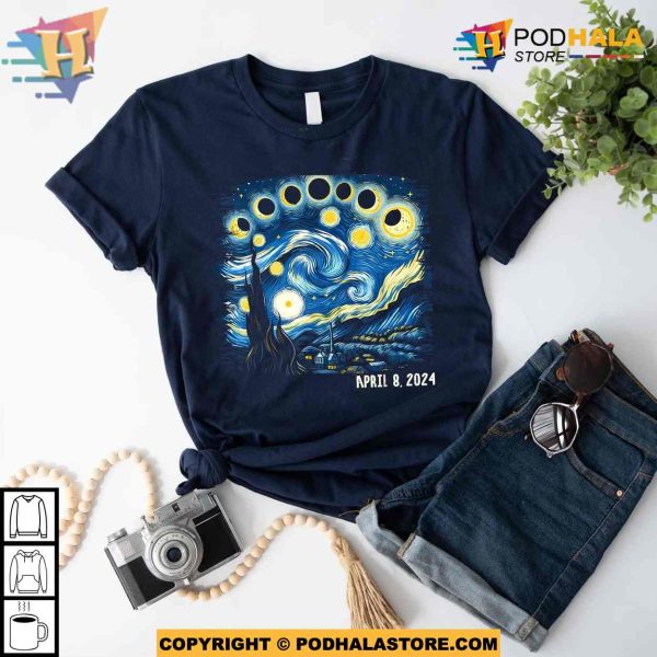 Van Gogh Total Solar Eclipse 2024 Shirt, April 8th 2024, Stargazer Astronomy Lover Gift