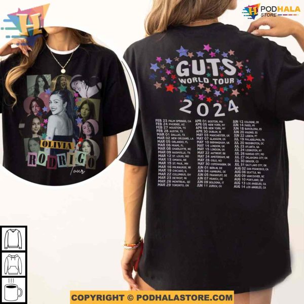 Vintage Olivia Rodrigo Album 2024 Shirt, Olivia Guts Tour 2024 Gift For Fans