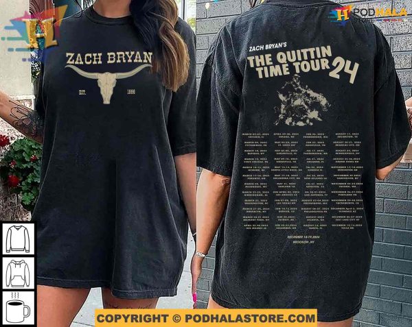 Vintage Zach Bryans The Quittin Time Tour 2024 Shirt, Zach Bryan Gift For Fans