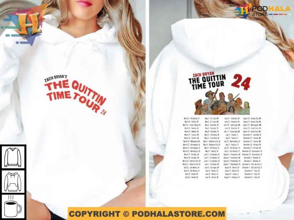 Zach Bryan Hoodie with 2 Sides, The Quittin Time Tour 2024 Merch, Country Music Shirt
