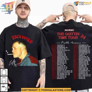 Zach Bryan Shirt with Signature, Zach Bryan The Quittin Time Tour 2024 TShirt For Fans