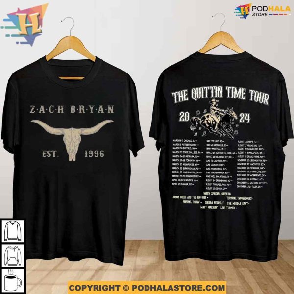 Zach Bryan The Quittin Time 2024 Shirt, Zach Bryan Est 1996 Shirt, Zach Bryan Tour Fan Gift