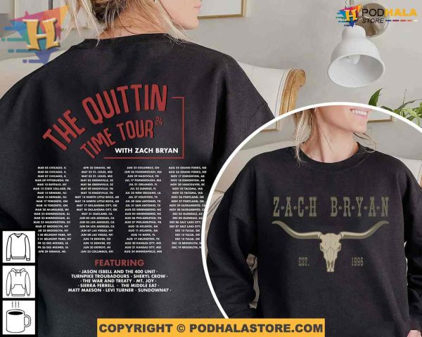 Zach Bryan with The Quittin Time Tour 2024 Shirt, Zach Bryan Sweatshirt For Fans