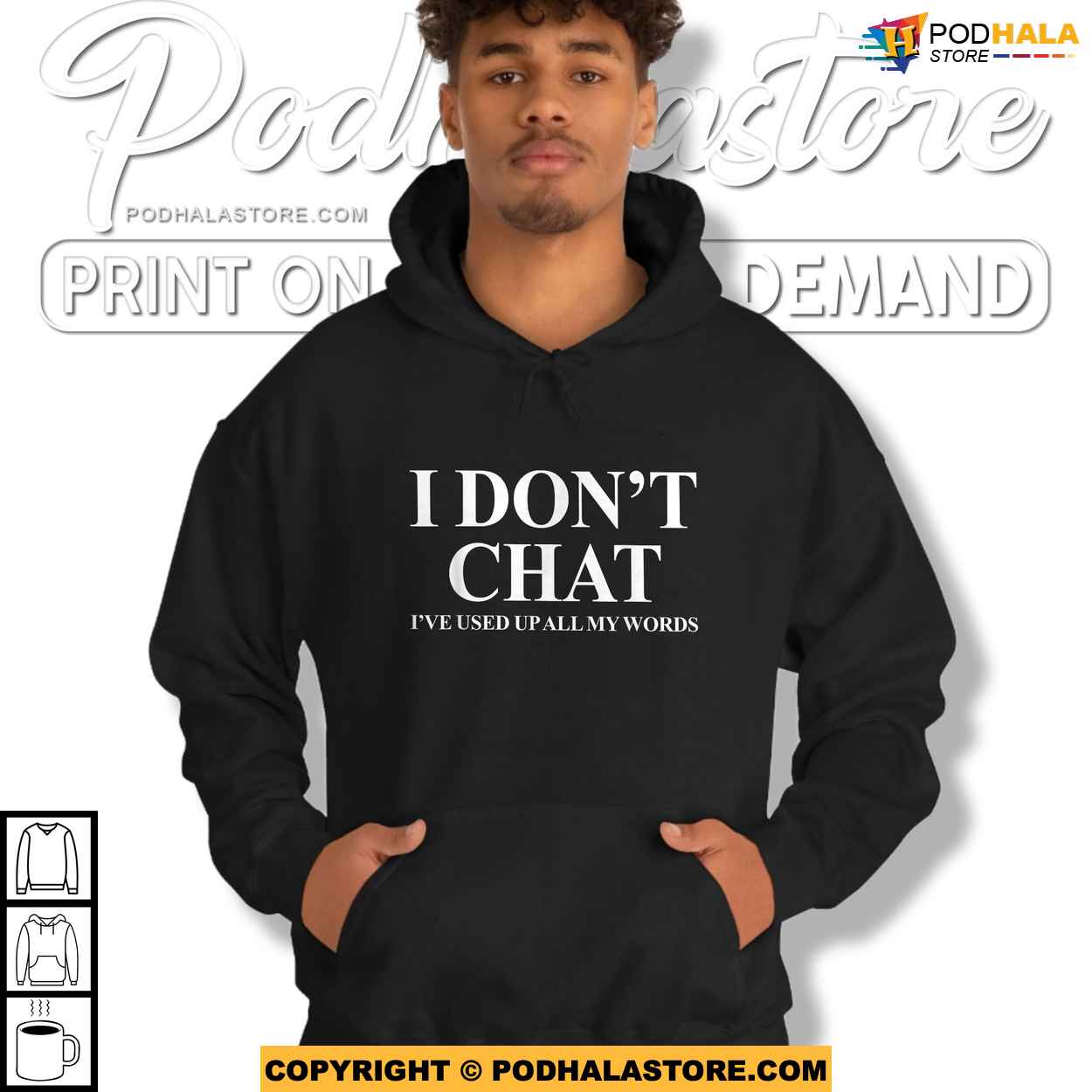 I Dont Chat Ive Used Up All My Words Funny Saying Shirt