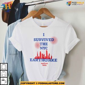 I Survived The NYC Earthquake April 5th 2024 Unisex White Shirt 2