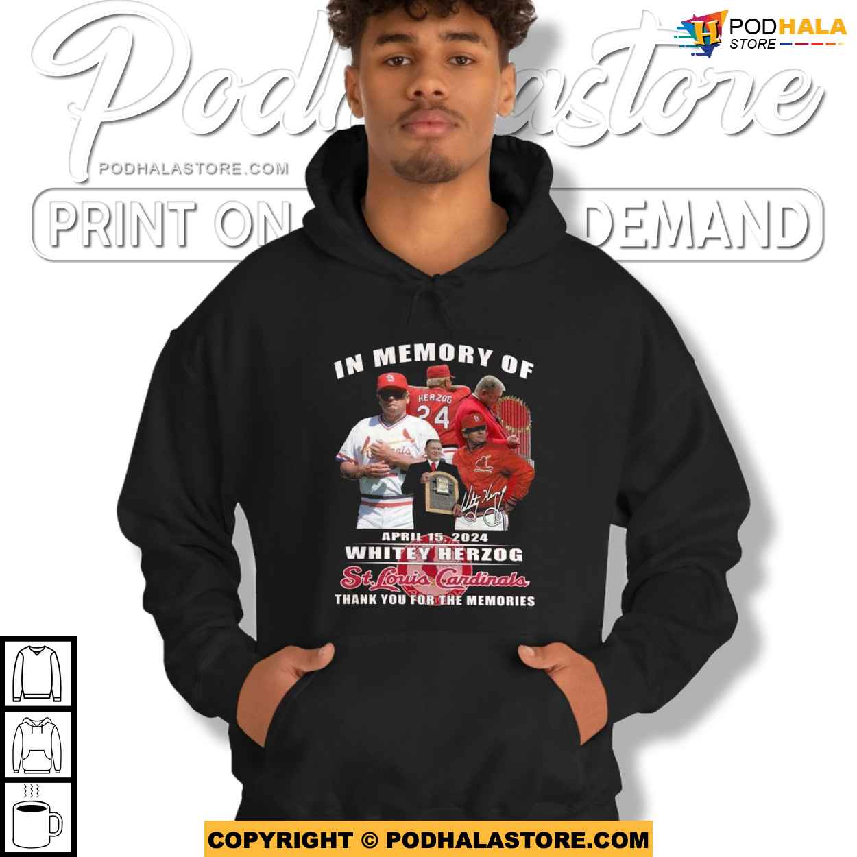 In Memory of Whitey Herzog St Louis Cardinals Thank You For The Memories Shirt