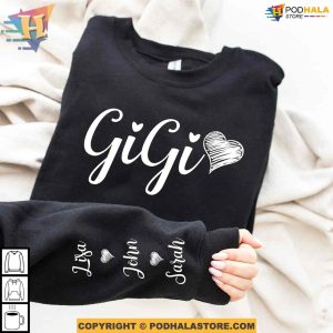 Personalized Gigi Sweatshirt With Grandkids on Sleeve, Custom Gifts For Mothers Day