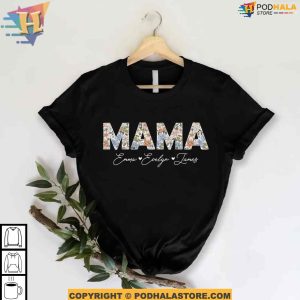 Personalized Kid Names with Mama Shirt, Custom Mothers Day Gifts