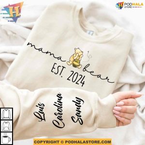 Personalized Kids Name on Sleeve Mama Bear 2024 Sweatshirt, Custom Mothers Day Gifts
