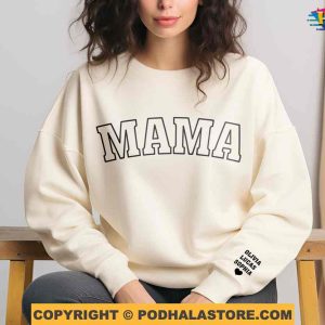 Personalized Mama Sweatshirt with Kid Names on Sleeve Custom Mothers Day Gifts 2