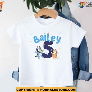Personalized Name and Age Bluey Birthday Shirt For Kids, Bluey and Bingo Shirt