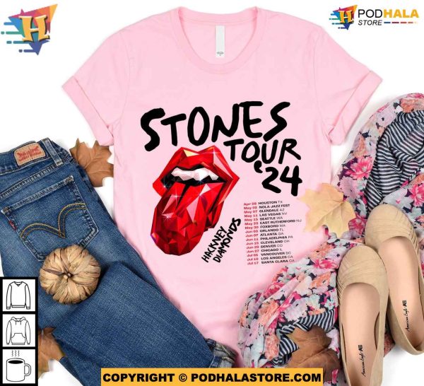 The Rolling Stones Shirt, Hackney Diamonds Tour 2024 Schedule List Tee