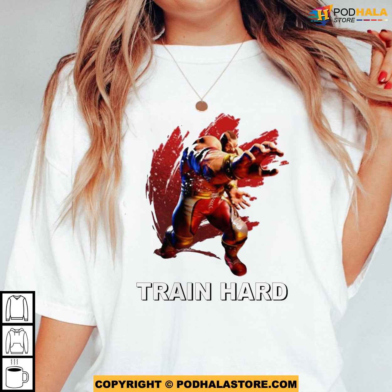 Train Hard Motivational Gym Shirt with Zangief-Inspired Design