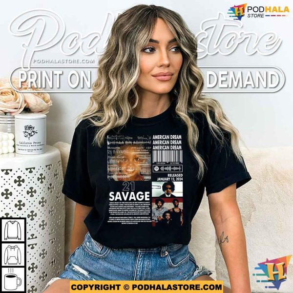 Vintage 21 Savage Tour 2024 Shirt Sweatshirt Hoodie, The American Dream Tour 2024
