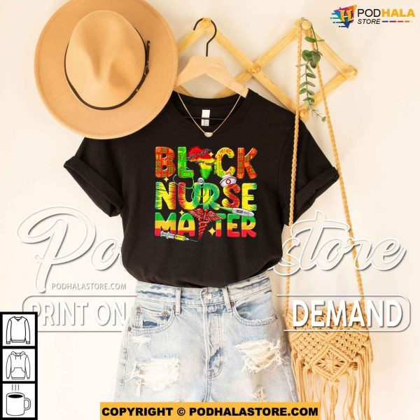 Black Nurse Matter Juneteenth 1865 Kente Africa Map Nursing Shirt