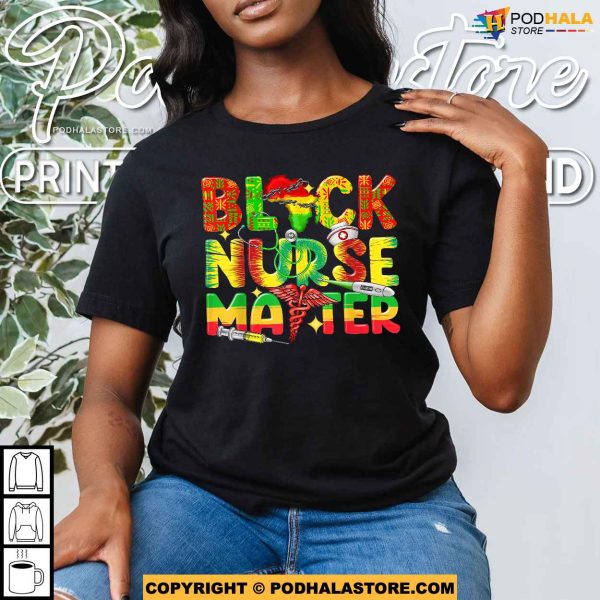 Black Nurse Matter Juneteenth 1865 Kente Africa Map Nursing Shirt