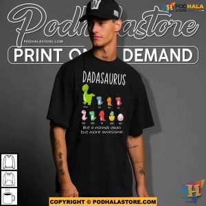 Custom Dadasaurus Like A Normal Grandpa But More Awesome Personalized Dad Shirt 5