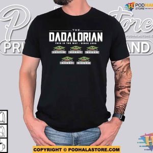 Custom Star Wars Dadalorian Shirt For Fathers Day Baby Yoda Kid Names Shirt 5